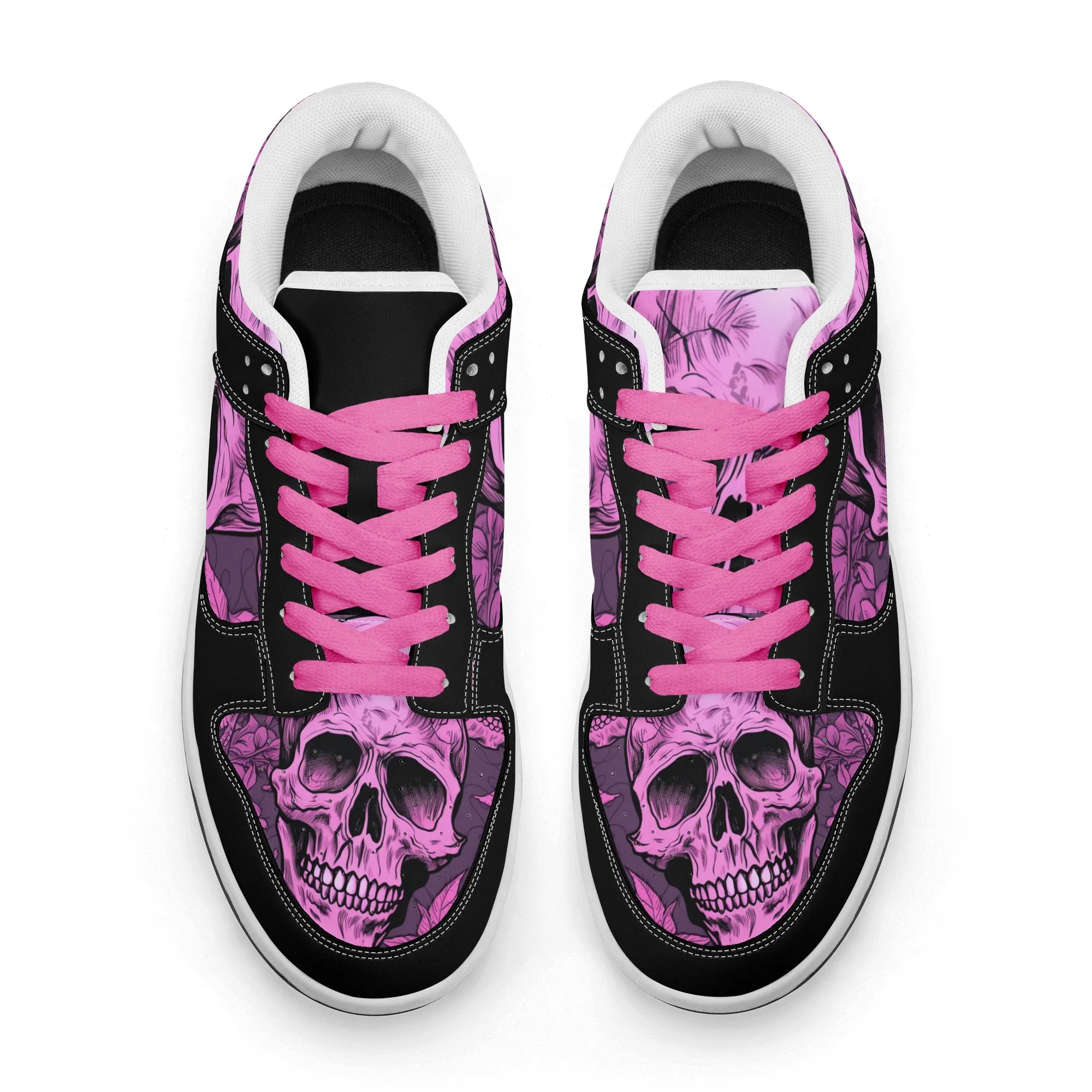 Pink Skull Dunk Low Top Leather Sneakers