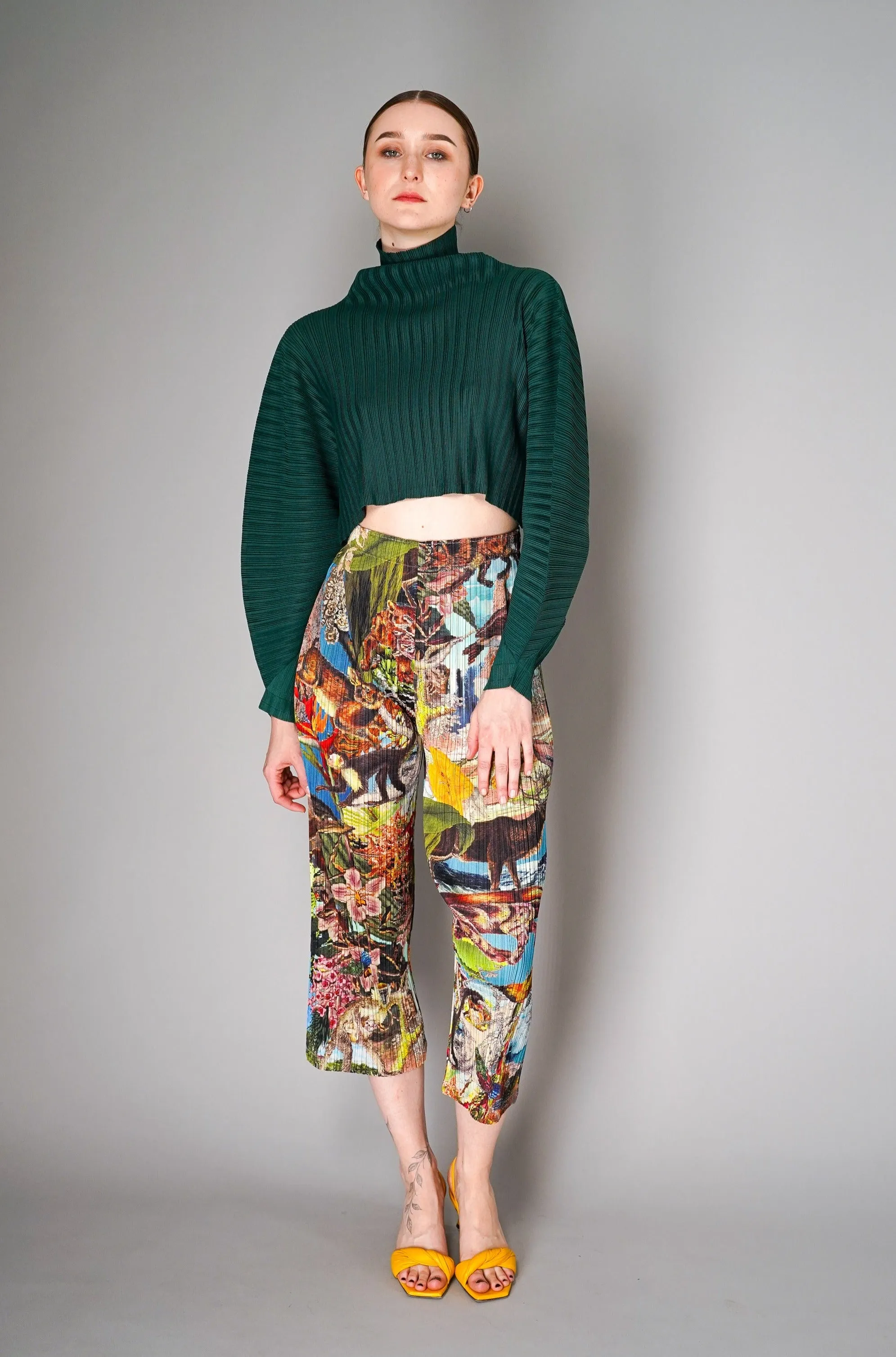Pleats Please Issey Miyake Aurora Jungle Pants in Multicolour