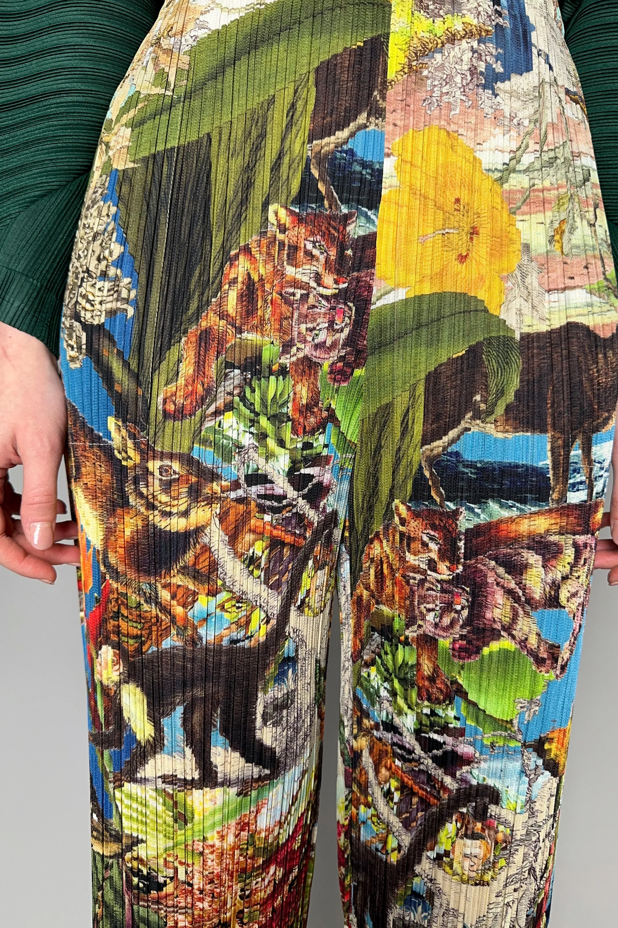 Pleats Please Issey Miyake Aurora Jungle Pants in Multicolour