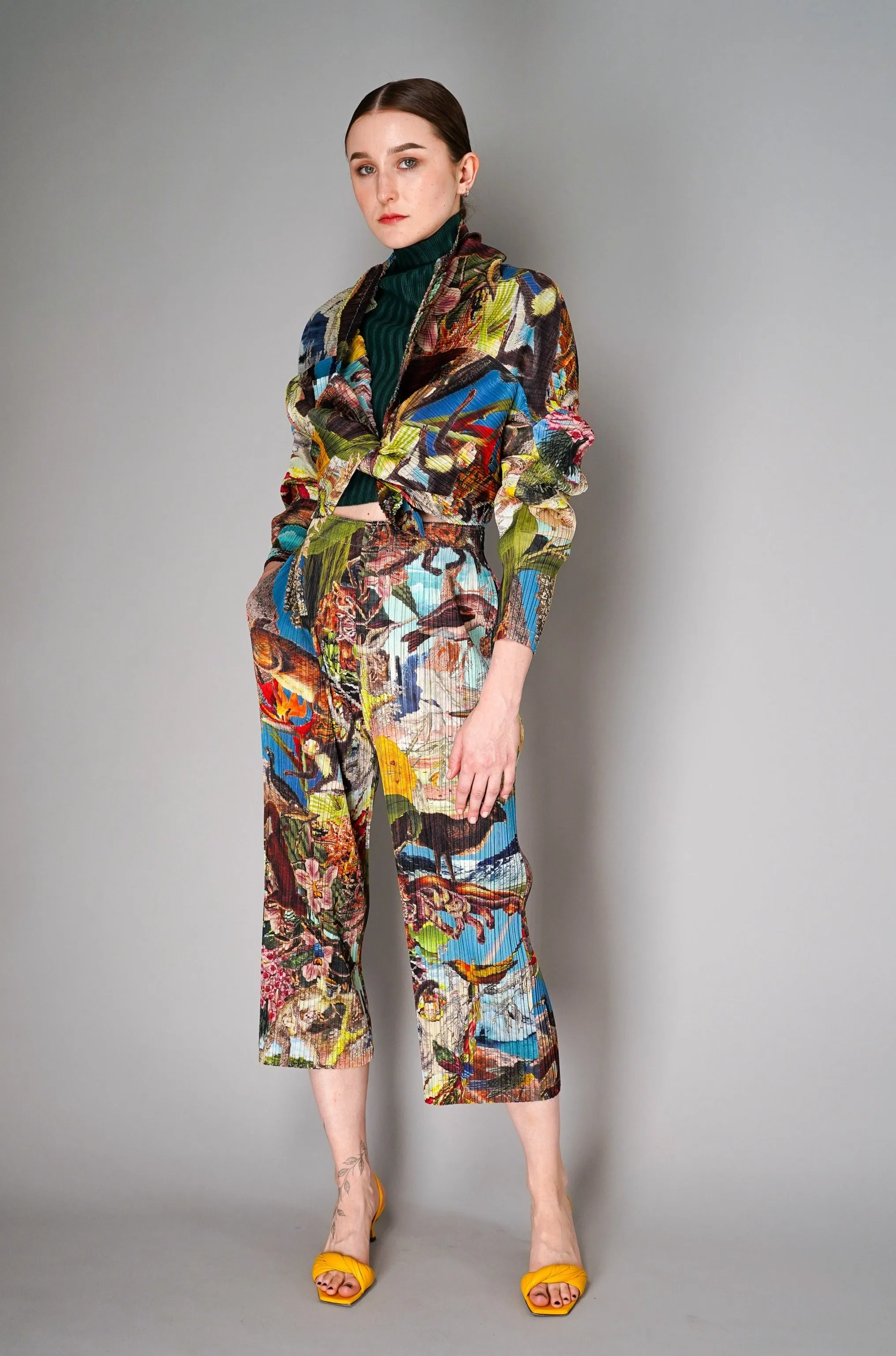 Pleats Please Issey Miyake Aurora Jungle Pants in Multicolour