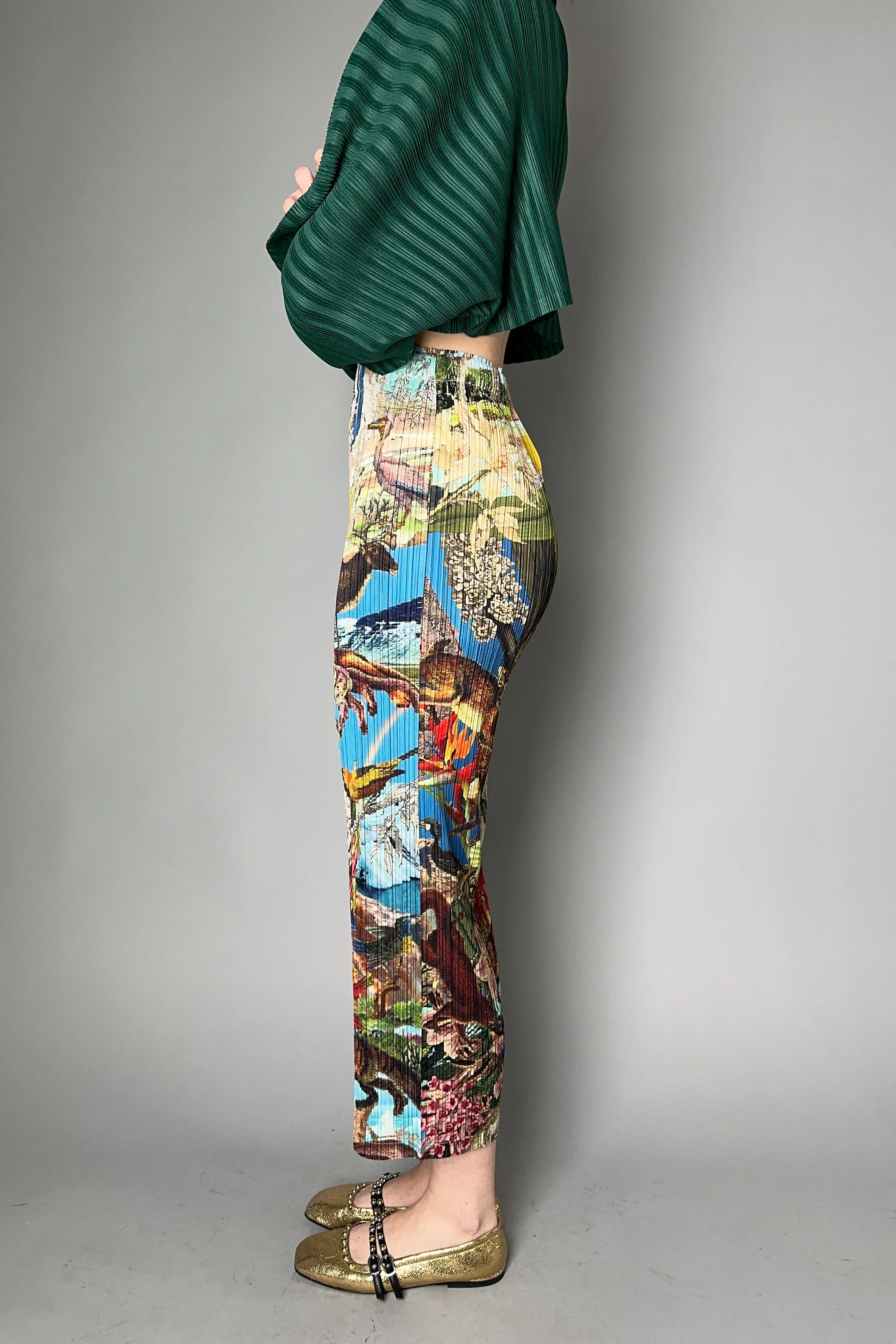 Pleats Please Issey Miyake Aurora Jungle Pants in Multicolour