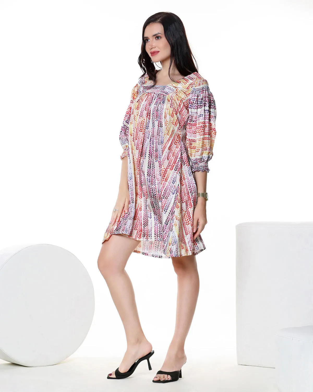 Printed A-Line Dress