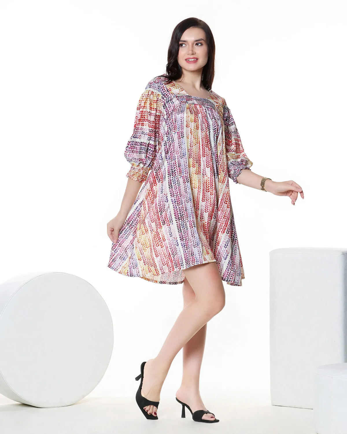 Printed A-Line Dress