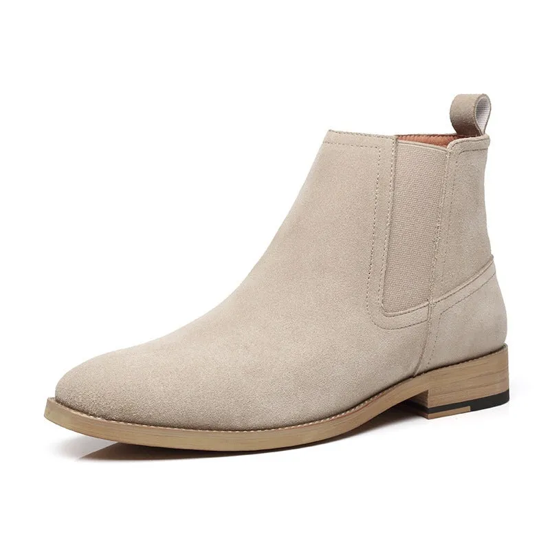 Pure Leather Cow Suede Pointy Men Boots