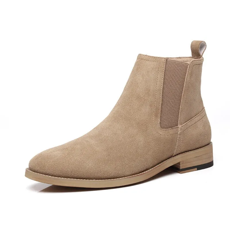 Pure Leather Cow Suede Pointy Men Boots