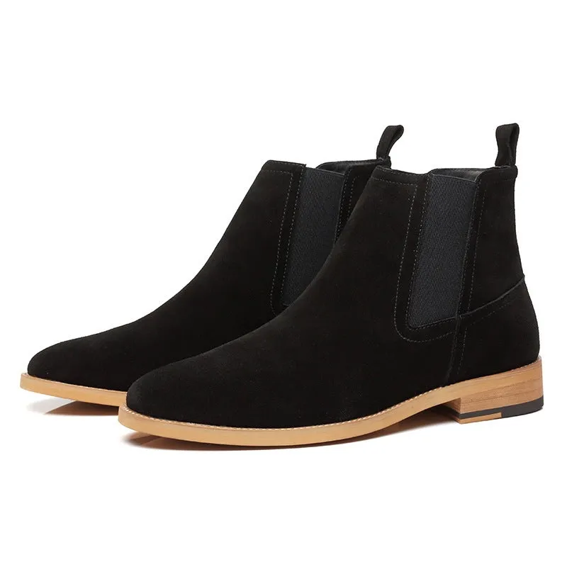 Pure Leather Cow Suede Pointy Men Boots