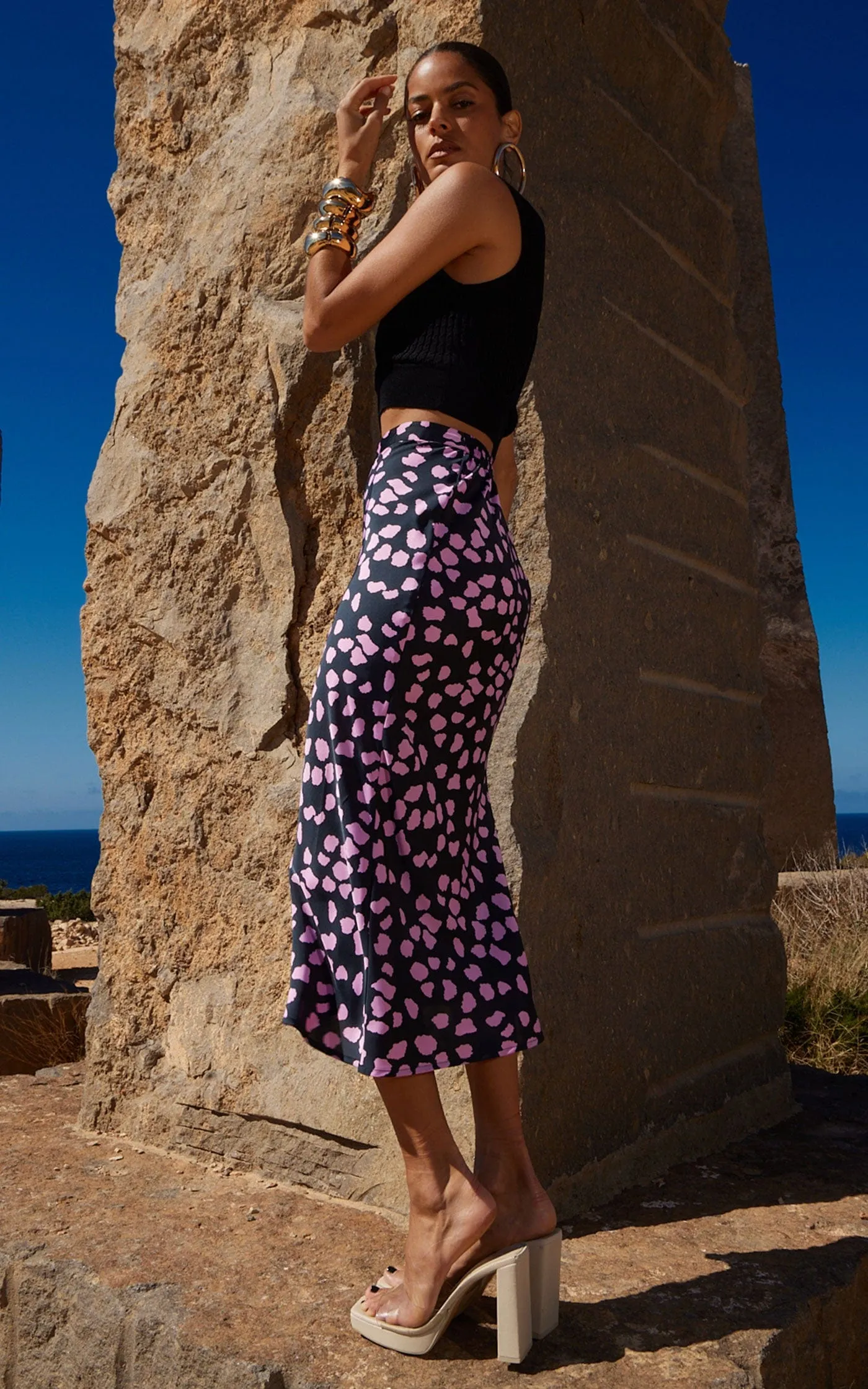 Renzo Skirt In Pink On Black Cloud