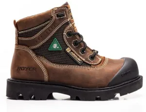 ROYER 8" Composite Toe Brown Leather Work Boots In Rubber Toecap Protection