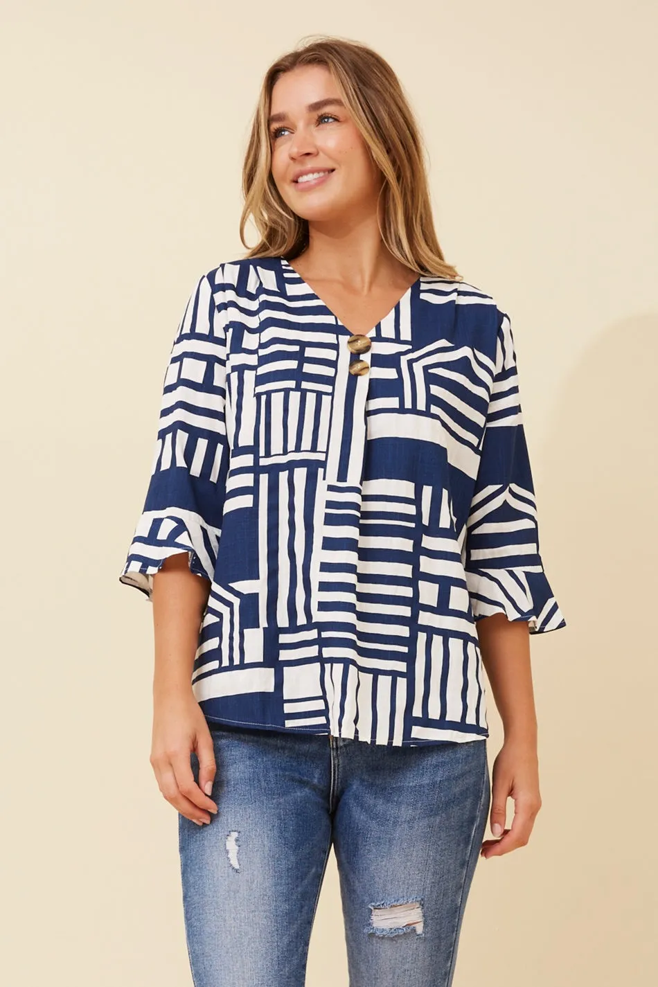 RUE STRIPE PRINT TOP