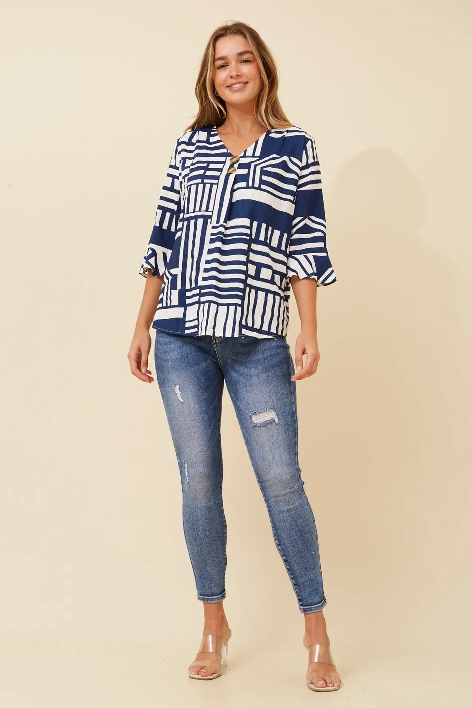 RUE STRIPE PRINT TOP