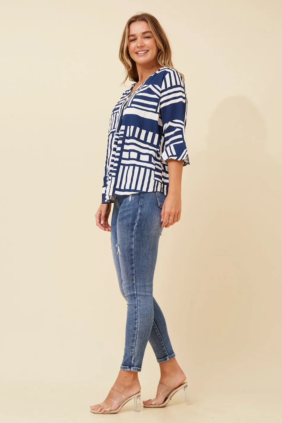 RUE STRIPE PRINT TOP