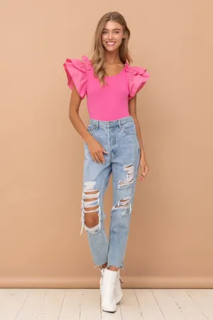 Ruffle Puff Sleeve Bodysuit