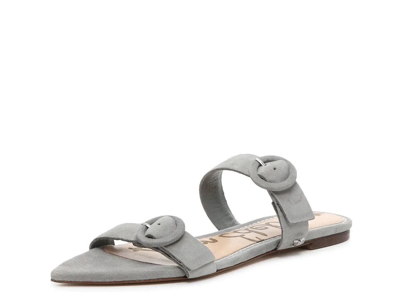 Sam Edelman LARUE Slip On Flat Slide Sandals Grey Suede Slip On Mule Slide