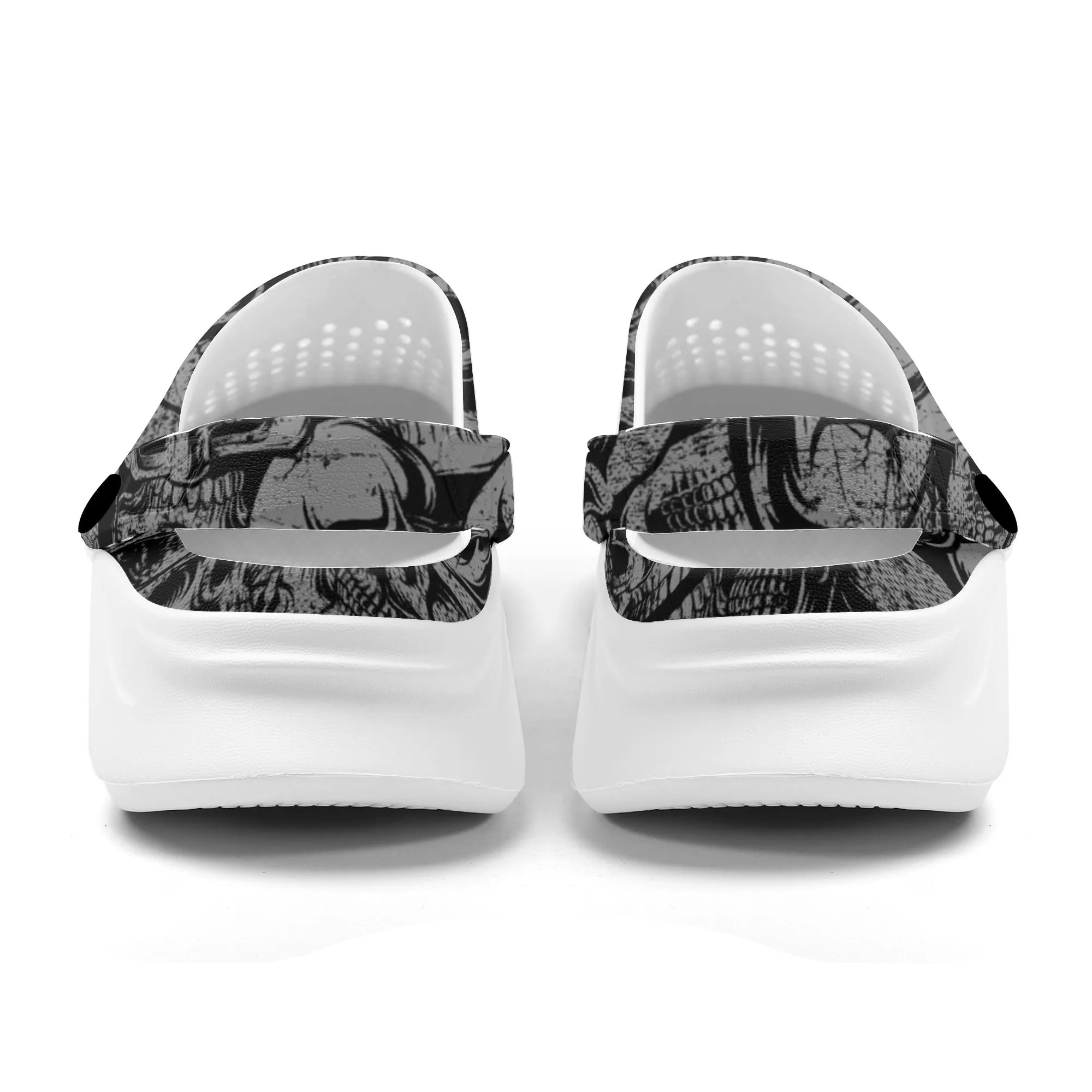 Silver Skulls Hollow Out Clogs