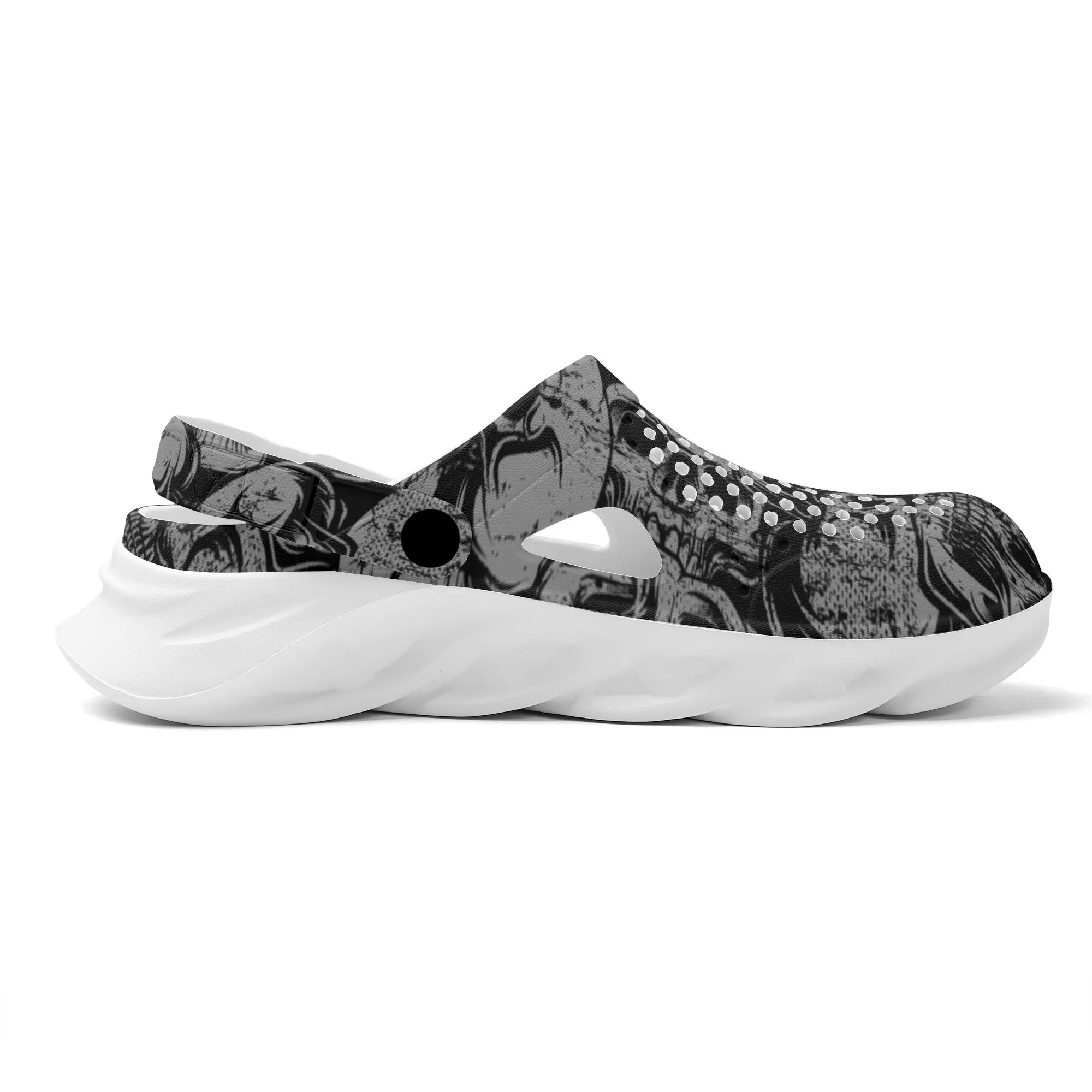 Silver Skulls Hollow Out Clogs