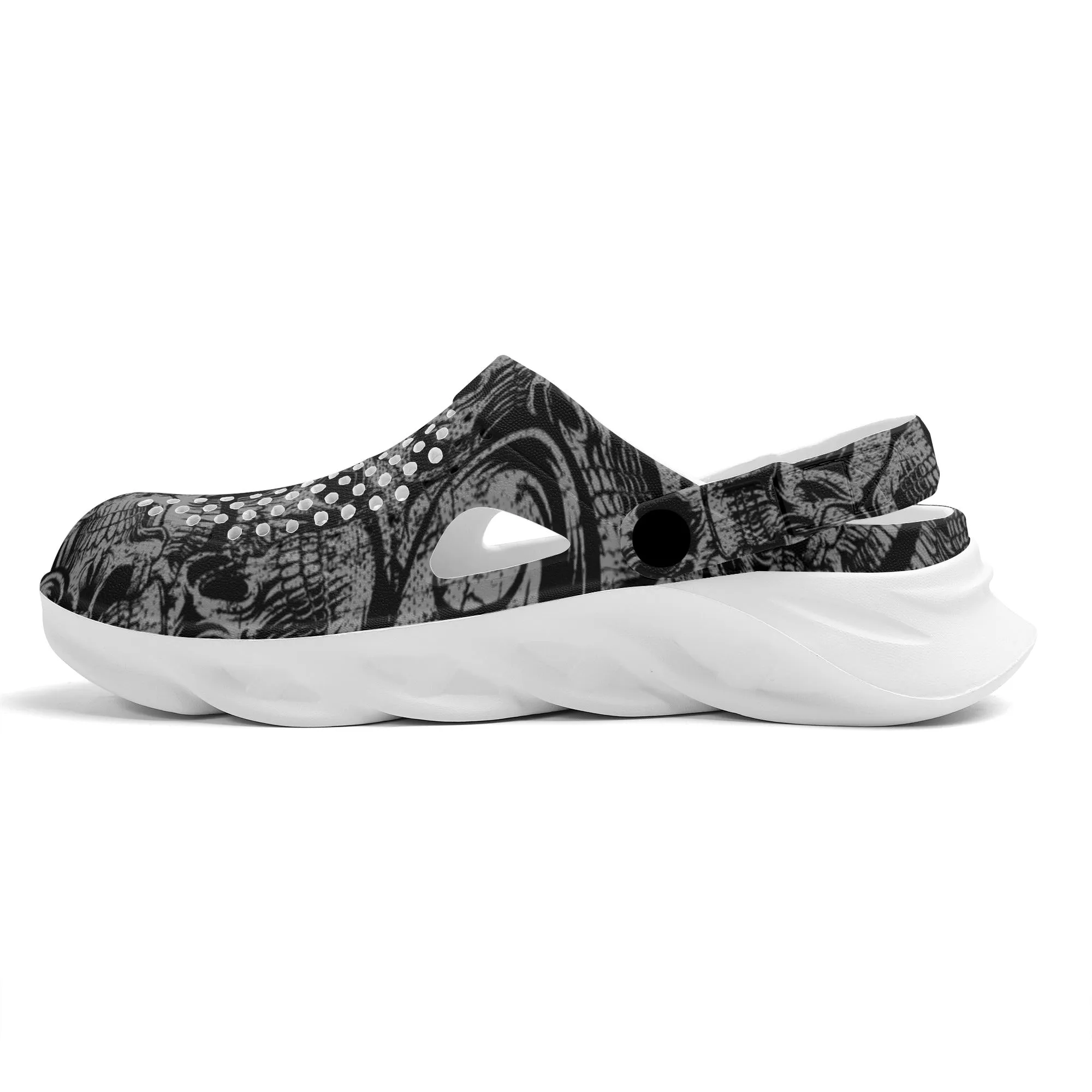 Silver Skulls Hollow Out Clogs