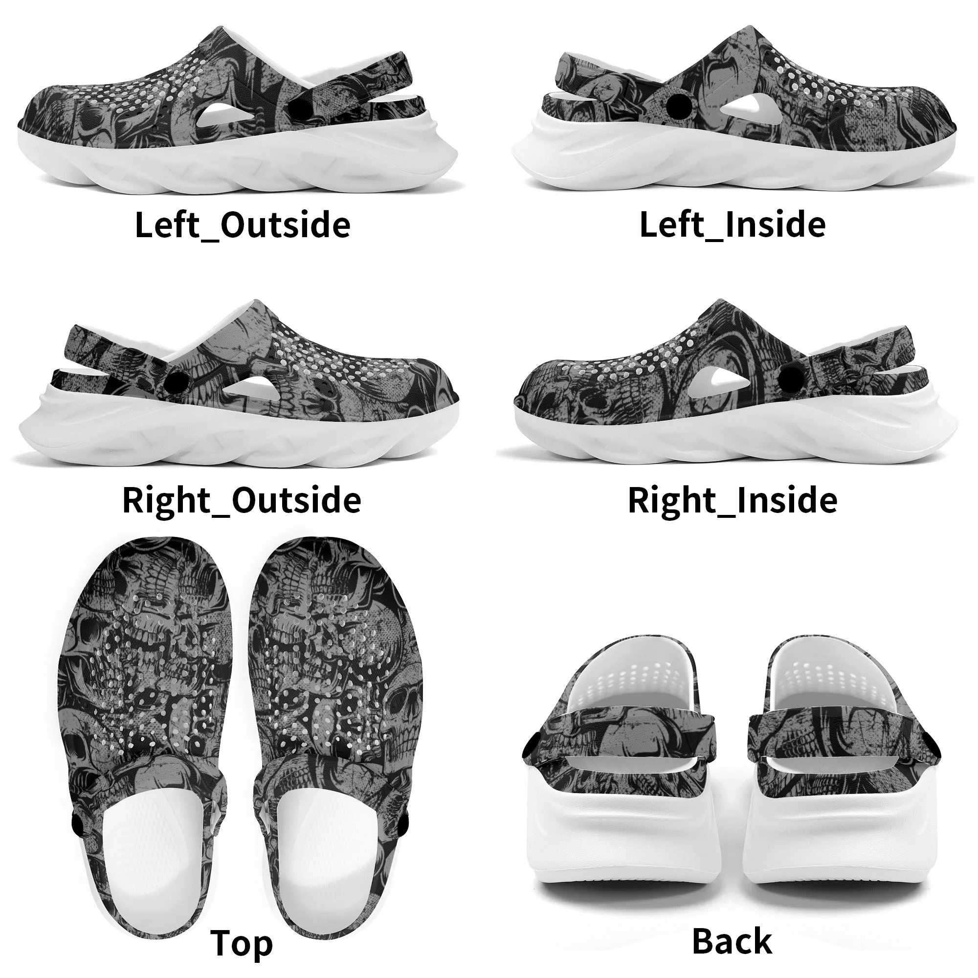 Silver Skulls Hollow Out Clogs