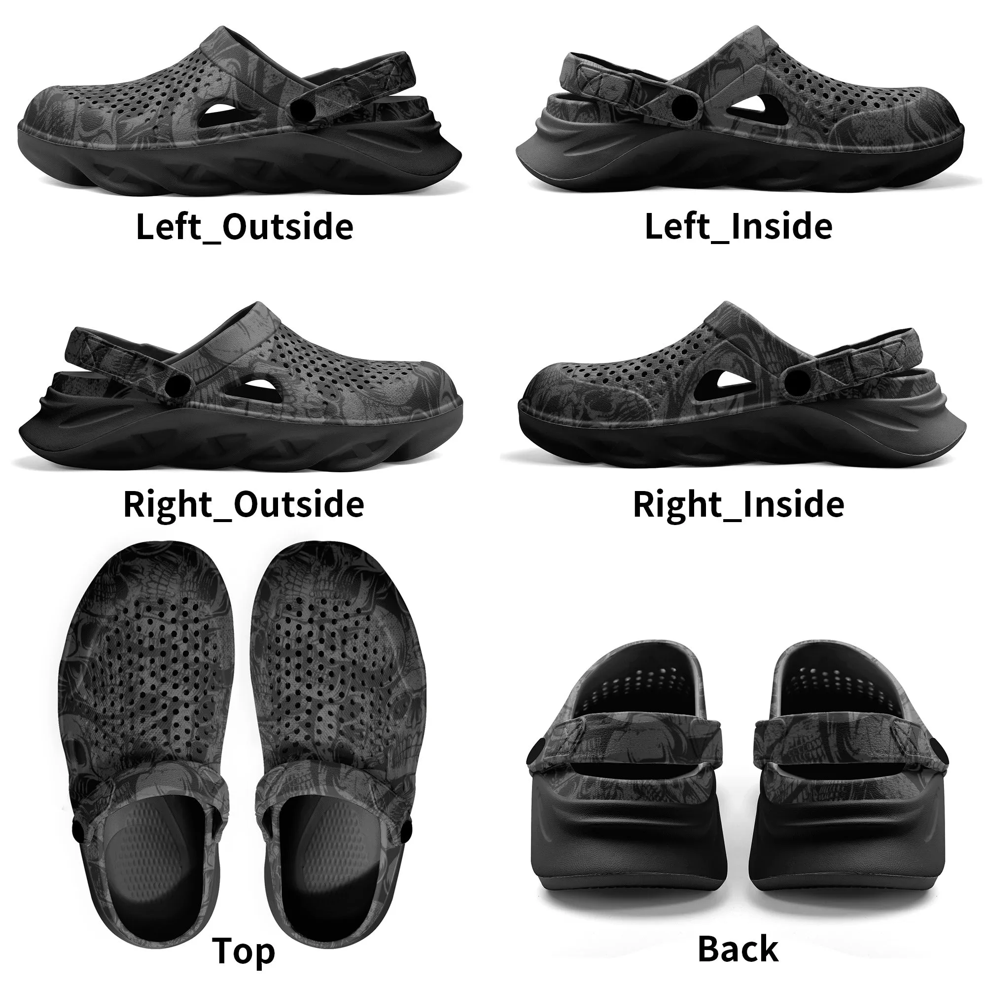 Silver Skulls Hollow Out Clogs