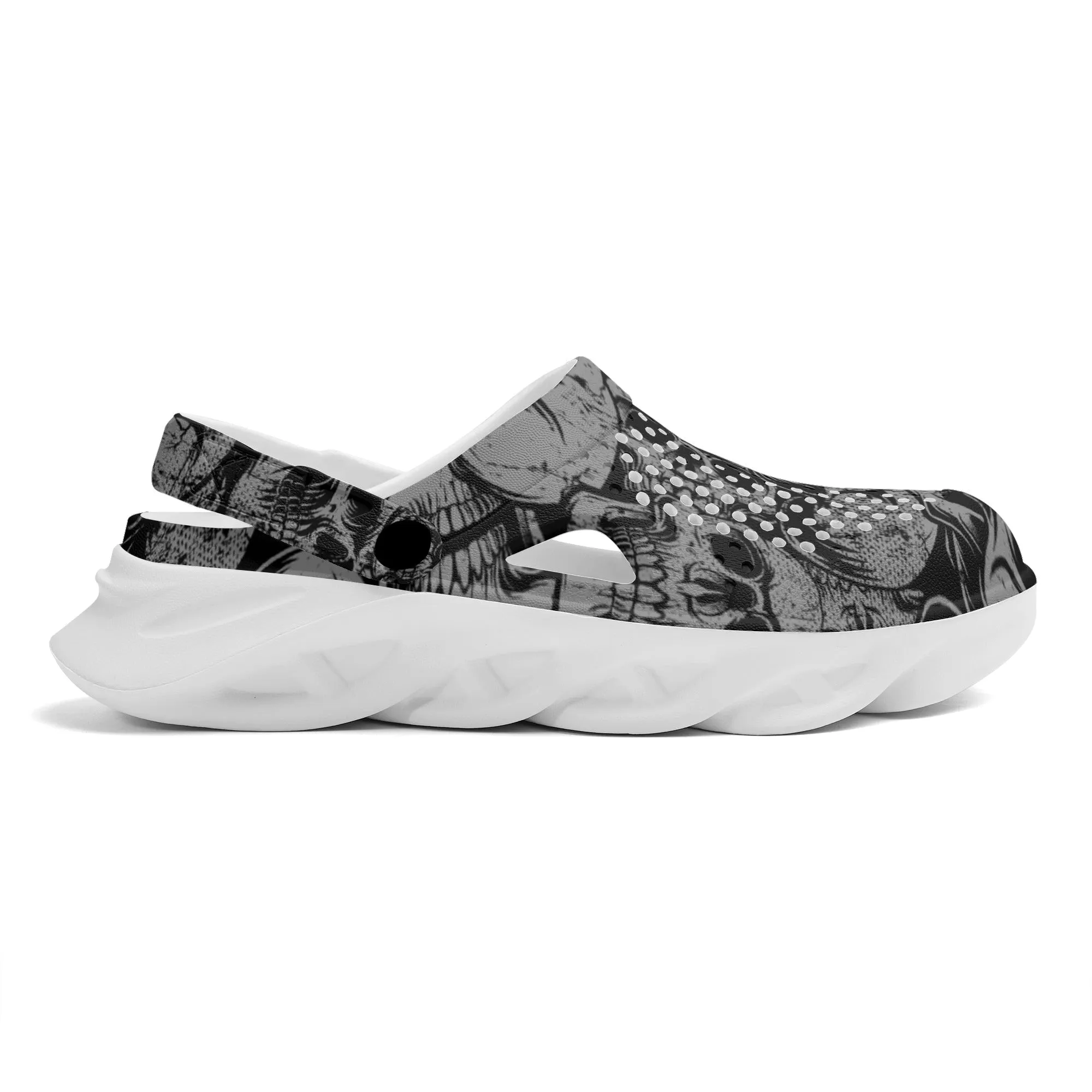 Silver Skulls Hollow Out Clogs