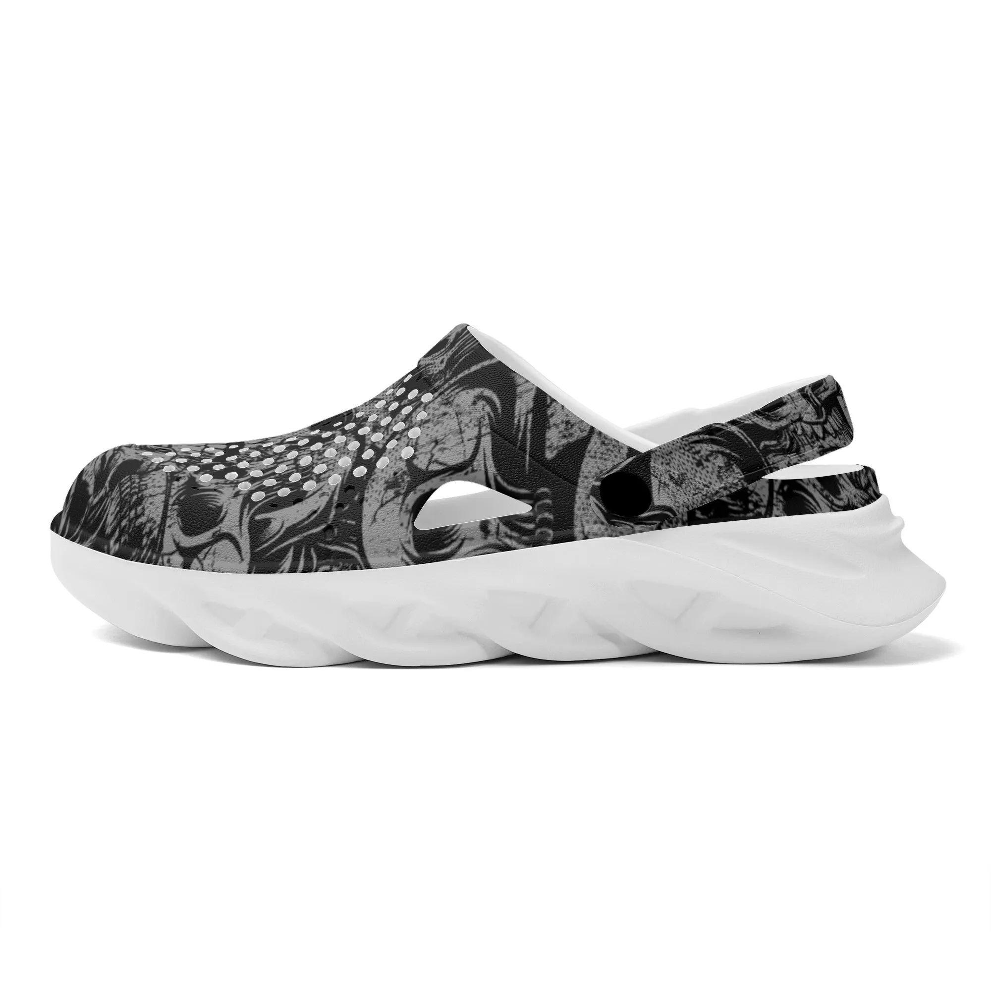Silver Skulls Hollow Out Clogs