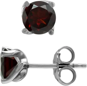 Silvershake 6MM Round Shape Birthstone Gemstones White Gold Plated or Yellow Gold Plated 925 Sterling Silver Business Attire Minimalist Stud Earrings for Women or Teens