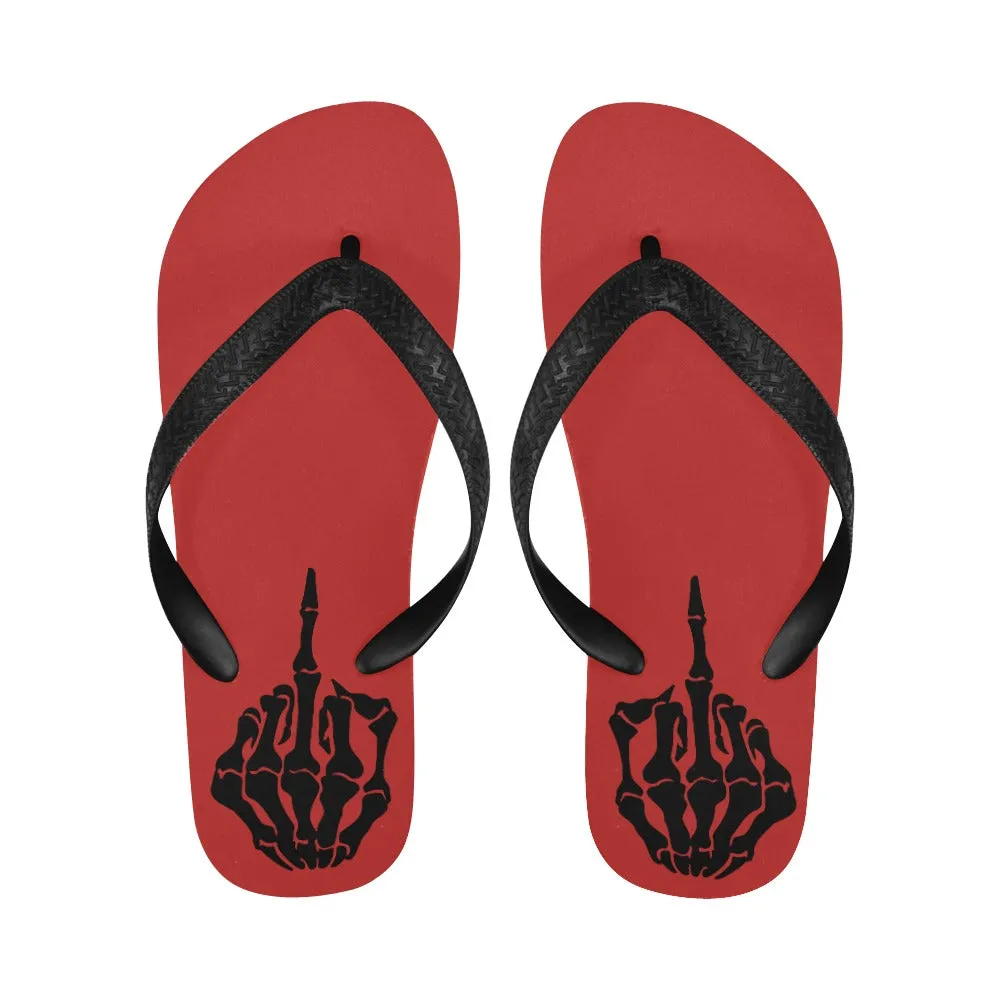 Skeleton Middle Finger Flip Flops