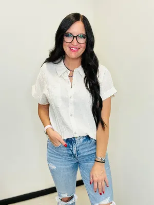 Sydney Short Sleeve Blouse Oatmeal