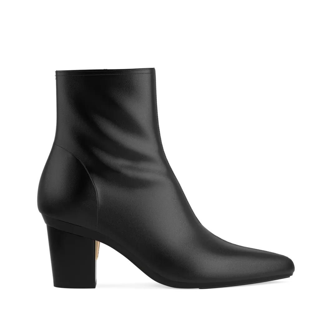 The Bootie - Coal Stretch Leather 3 Block