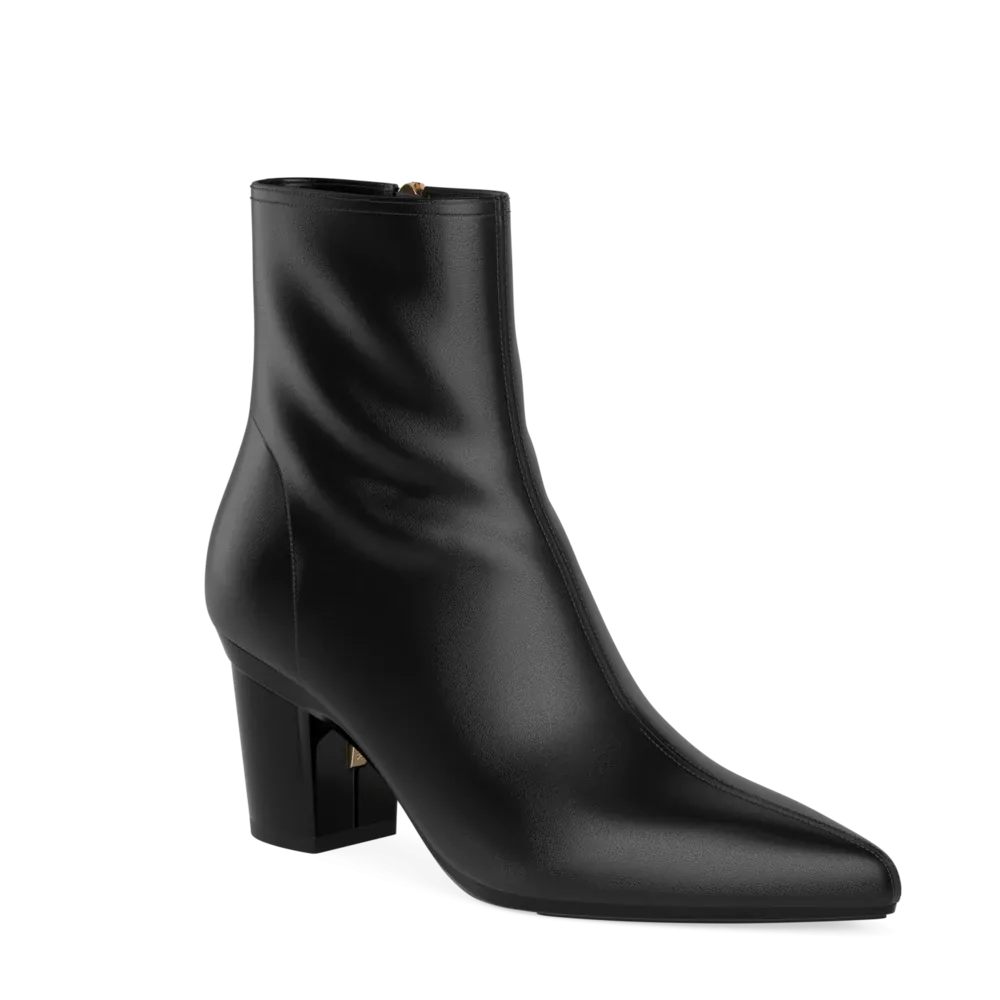 The Bootie - Coal Stretch Leather 3 Block