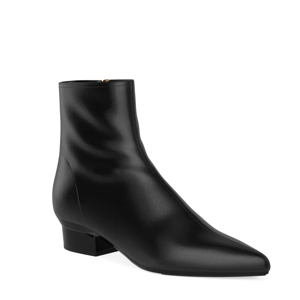 The Bootie - Coal Stretch Leather 3 Block