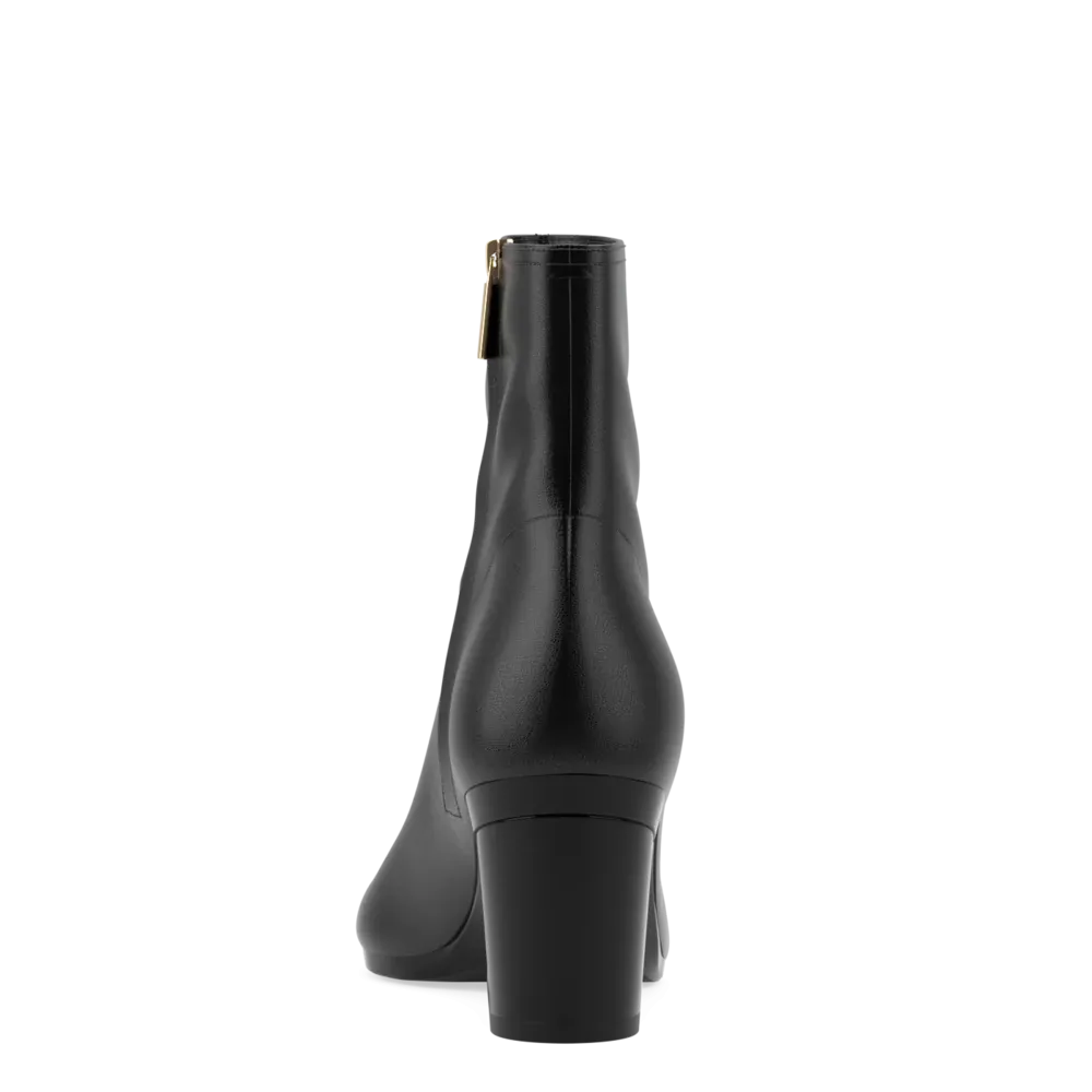 The Bootie - Coal Stretch Leather 3 Block
