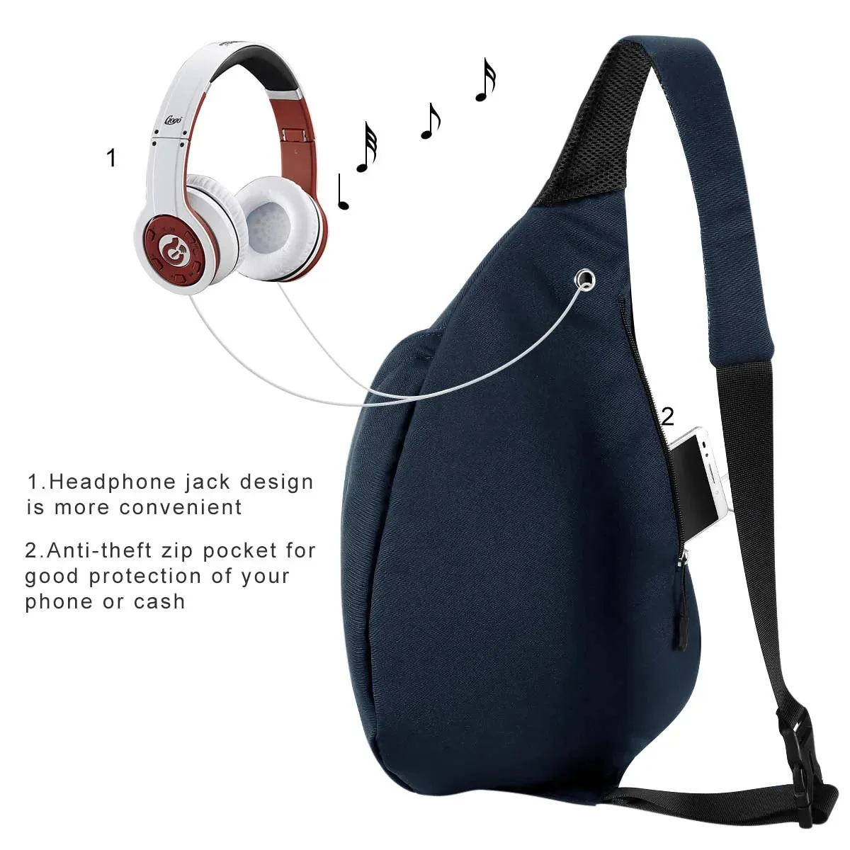 Unisex Sling Backpack, Black
