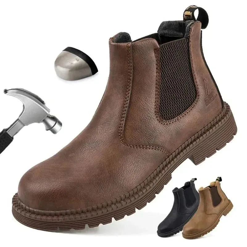 Waterproof Work Boots - Steel Toe Leather Shoes for Men