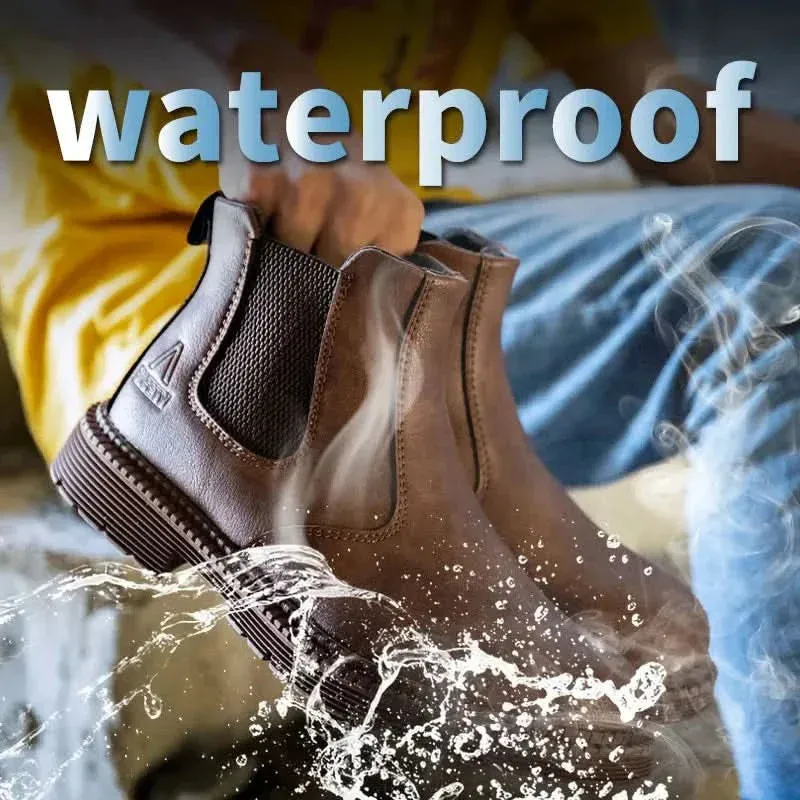 Waterproof Work Boots - Steel Toe Leather Shoes for Men