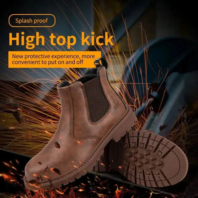 Waterproof Work Boots - Steel Toe Leather Shoes for Men