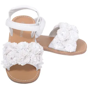 White Sparkle Flower Strap Summer Sandal Little Girl 11-2