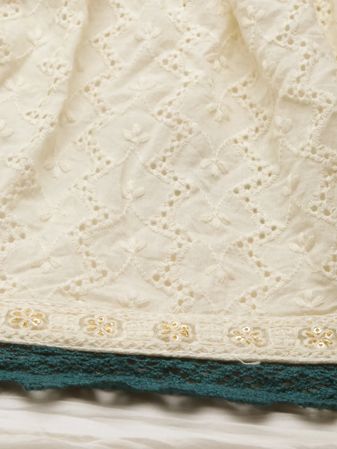Women Off White Solid Anarkali Kurta